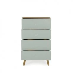 Tenzo Commodes Et Cabinets Petit Meuble De Rangement En Bois 4 Tiroirs H98cm Vert D'eau -Coffres et malles Soldes petit meuble de rangement en bois 4 tiroirs h98cm vert d eau 3