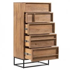 Oviala Commodes Et Cabinets Semainier En Manguier Massif à 5 Tiroirs -Coffres et malles Soldes semainier en manguier massif a 5 tiroirs 2