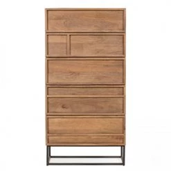 Oviala Commodes Et Cabinets Semainier En Manguier Massif à 5 Tiroirs -Coffres et malles Soldes semainier en manguier massif a 5 tiroirs 3