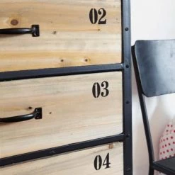 Maisons Du Monde Chiffonniers Semainier Indus 6 Tiroirs En Métal Noir Et Sapin -Coffres et malles Soldes semainier indus 6 tiroirs en metal noir et sapin 1000 3 9 110299 3