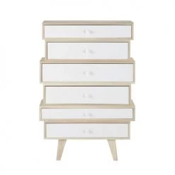 Maisons Du Monde Chiffonniers Semainier Style Scandinave 6 Tiroirs En Paulownia Blanc