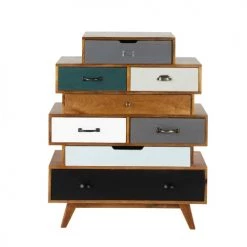 Maisons Du Monde Chiffonniers Semainier Vintage En Manguier Massif Multicolore