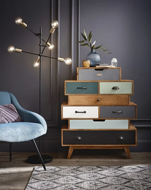 Maisons Du Monde Chiffonniers Semainier Vintage En Manguier Massif Multicolore – Image 4