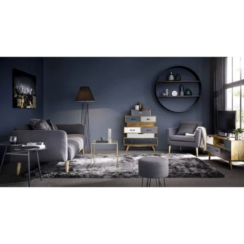 Maisons Du Monde Chiffonniers Semainier Vintage En Manguier Massif Multicolore – Image 6