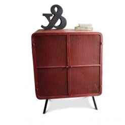 PIB Commodes Et Cabinets Table De Chevet En Métal Rouge